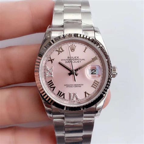 pink and silver watch rolex|rolex watch pink face.